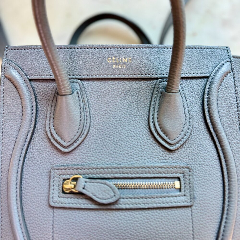 Celine Nano Luggage in Baby Drummed Calfskin Kohl - Picture 6 of 8